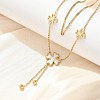 304 Stainless Steel Shell Pearl Clover Pendant Double Layered Necklaces for Women NJEW-U036-01G-2