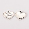 Wedding Theme Antique Silver Tone Tibetan Style Alloy Heart with Chief Bridesmaid Rhinestone Charms LS-TIBEP-N005-21D-1
