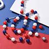 160 Pcs 4 Colors 4 July American Independence Day Painted Natural Wood Round Beads WOOD-LS0001-01B-5