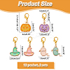 Halloween Theme Alloy Enamel Ghost & Witch Hat & Pumpkin Charm Locking Stitch Markers HJEW-PH01714-2