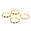 Adjustable Real 18K Gold Plated Brass Enamel Finger Rings RJEW-L071-22G-1