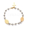 201 Stainless Steel & Electroplated Glass  Miraculous Medal Virgin Cross Charm Bracelets BJEW-B078-163G-2