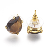 Natural Tiger Eye Stud Earrings X-EJEW-L196-03H-2