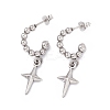 Tarnish Resistant 304 Stainless Steel Ring with Star Dangle Stud Earrings EJEW-B018-03P-1