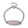 Natural Rose Quartz Bullet Link Bracelets BJEW-JB09813-01-1