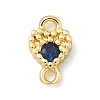 Brass Pave Cubic Zirconia Heart Connector Charms KK-G548-18G-2
