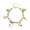 3Pcs 3 Colors Christmas Alloy Enamel Charm Bracelets BJEW-JB12077-3