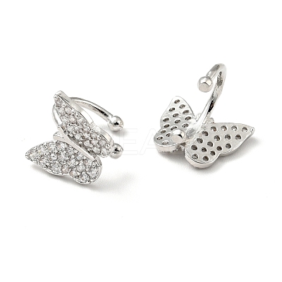 Clear Cubic Zirconia Butterfly Cuff Earrings EJEW-G295-15P-1
