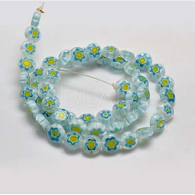 Handmade Millefiori Glass Flat Round Bead Strands LK-P011-M-1