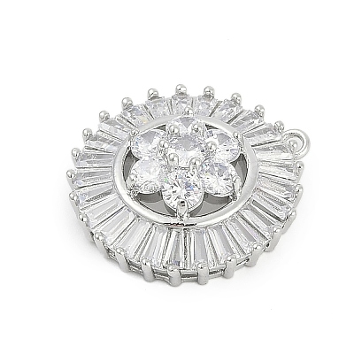 Brass Micro Pave Cubic Zirconia with Glass Pendants KK-Q026-15P-1