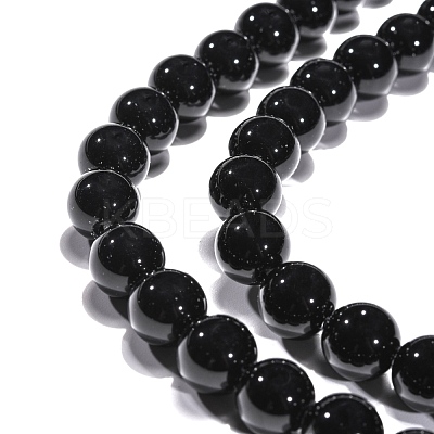 Synthetic Black Stone Beads Strands GSR10mmC044-1