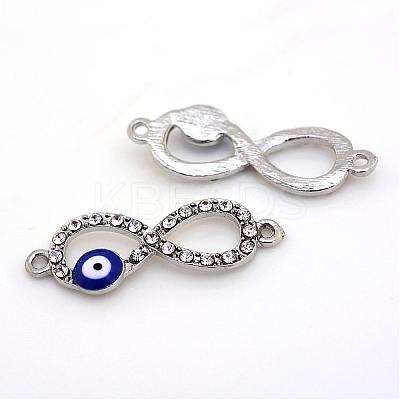 Alloy Rhinestone Evil Eye Links connectors ALRI-S161-09P-1