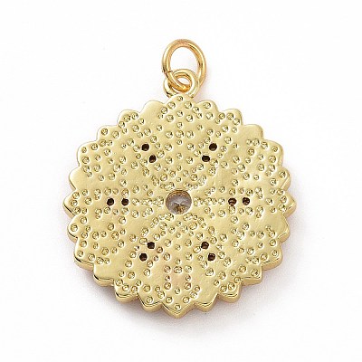 Brass Micro Pave Clear Cubic Zirconia Pendants KK-E068-VF008-1