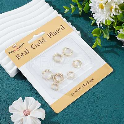 4 Pairs 4 Style Clear Cubic Zirconia Rectangle & Twist Rope Shape Hoop Earrings EJEW-BBC0001-18-1