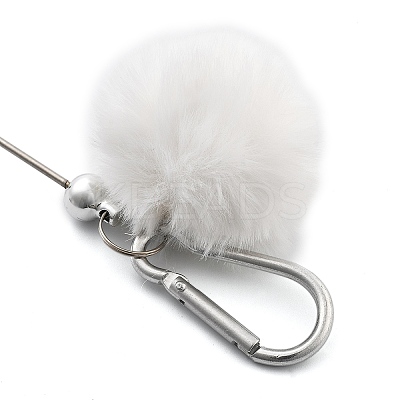 Aluminum Alloy Pom Pom Ball Beadable Keychain Bar HJEW-Q001-01B-1
