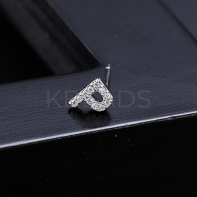 Platinum Brass Micro Pave Cubic Zirconia Stud Earrings XI6969-16-1
