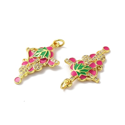 Rack Plating Brass Micro Pave Clear Cubic Zirconia Pendants KK-D074-12G-1