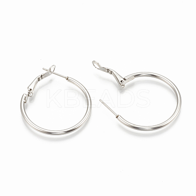 Tarnish Resistant 304 Stainless Steel Hoop Earrings STAS-S078-07-40mm-1