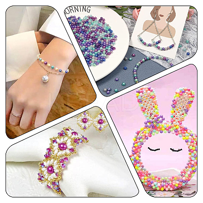1000Pcs 10 Colors Baking Paint Pearlized Glass Imitation Pearl Round Beads HY-SP0001-01C-1