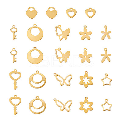 24Pcs 12 Style Stainless Steel Charms STAS-FW0001-30-1