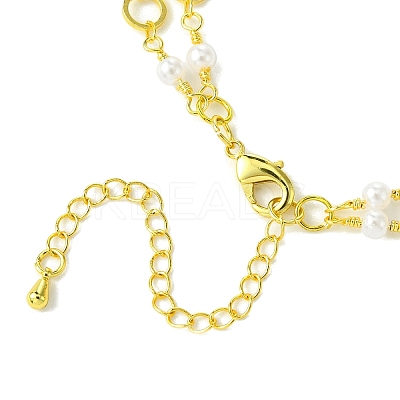 Brass & Round Glass Double Layer Necklaces NJEW-JN04989-1