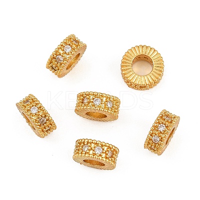 Brass Micro Pave Clear Cubic Zirconia European Beads CU-CBA6A75-13G-1