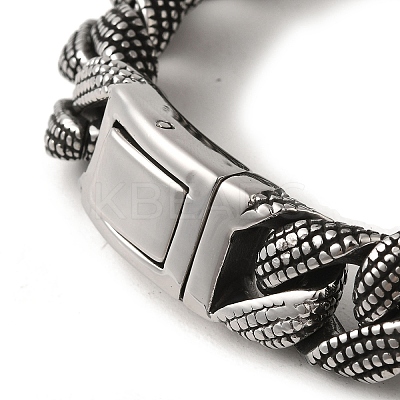 304 Stainless Steel Cuban Link Chain Bracelets for Women Men BJEW-Q341-06B-AS-1