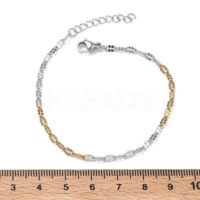 304 Stainless Steel Dapped Chains Bracelets for Women BJEW-D466-08C-GP-1