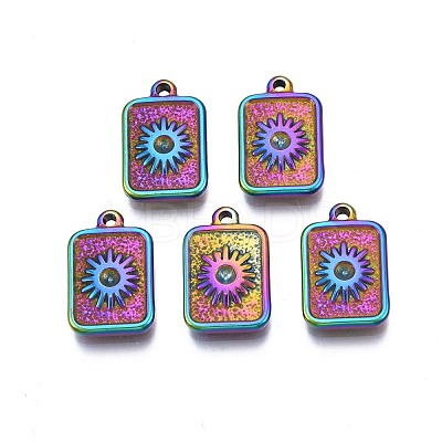 Rack Plating Rainbow Color Alloy Pendant Rhinestone Settings PALLOY-N163-184-1