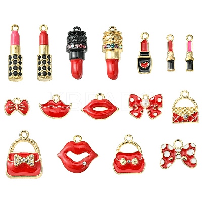 16Pcs 16 Style Alloy Enamel Pendants ENAM-YW0003-26-1