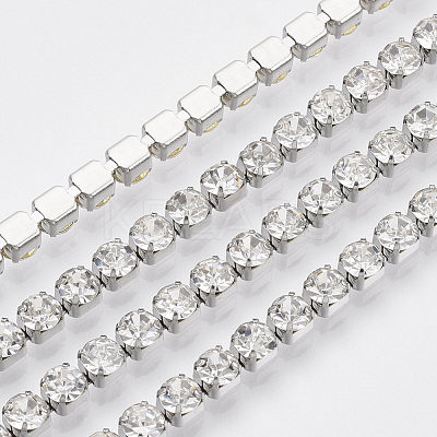 3.28 Feet 304 Stainless Steel Rhinestone Strass Chains X-CHS-R012-A-01-1
