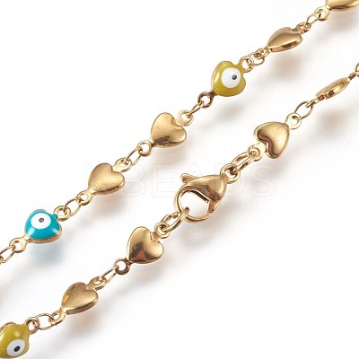 304 Stainless Steel Rosary Bead Necklaces NJEW-E133-03G-1