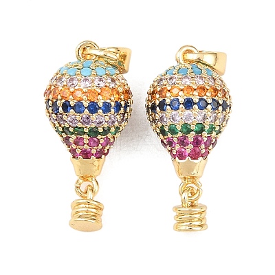 Brass Micro Pave Cubic Zirconia Pendants X-KK-H249-01G-1