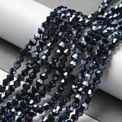Transparent Electroplate Glass Beads Strands GLAA-F029-3mm-C02-1