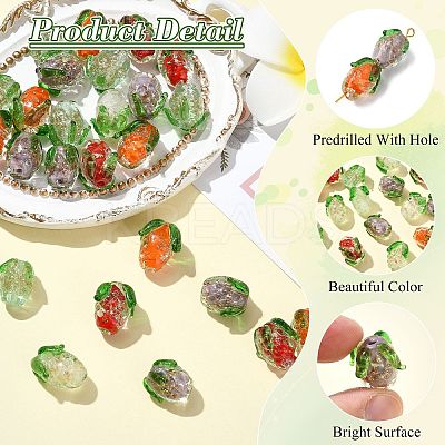 30Pcs 5 Colors Handmade Gold Foil Lampwork Glass Beads FOIL-CJ0001-14-1