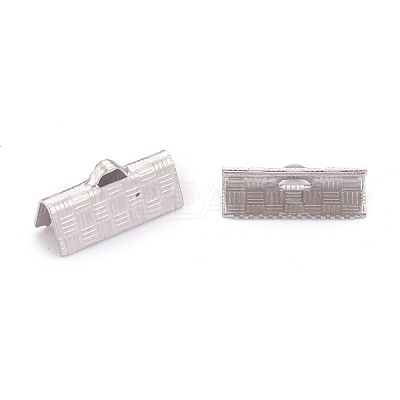 Tarnish Resistant 304 Stainless Steel Ribbon Crimp Ends STAS-P249-27C-P-1