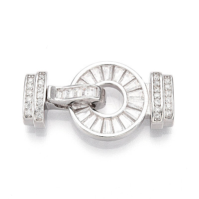 925 Sterling Silver Micro Pave Clear Cubic Zirconia Fold Over Clasps STER-T008-08P-1