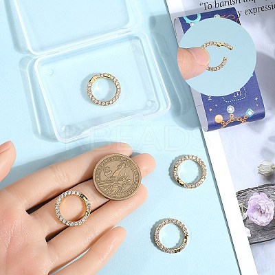 6Pcs Rack Plating Brass Micro Pave Clear Cubic Zirconia Spring Gate Ring ZIRC-SC0001-30-1