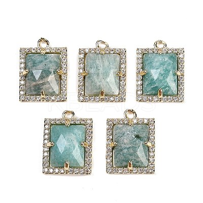 Natural Amazonite Faceted Rectangle Pendants G-I375-05G-07-1