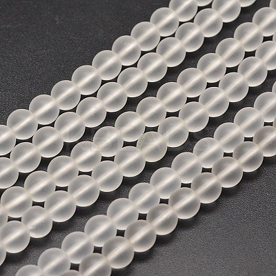 Frosted Synthetic Quartz Round Bead Strands PIEG-J002-07-6mm-1