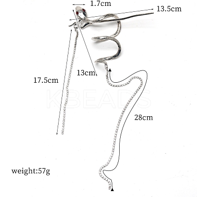 Snake Alloy Rhinestone Hair Cuff Pin PW-WG87173-01-1