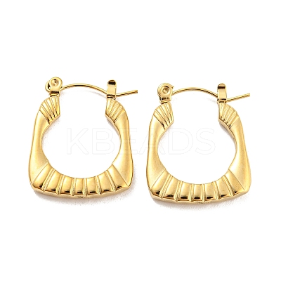 Texture Rectangle 304 Stainless Steel Hoop Earrings for Women EJEW-C067-08G-1