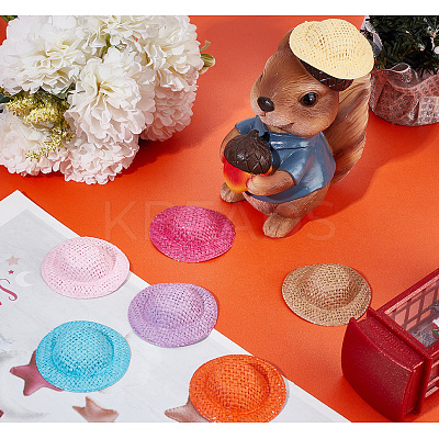 24Pcs 8 Colors Mini Handmade Cloth Doll Hat DIY-DR0001-63-1