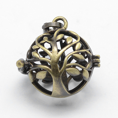 Brass Rack Plating Cage Pendants KK-F722-46AB-RS-1