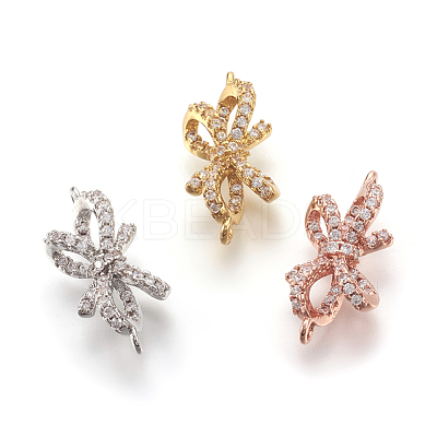 Eco-Friendly Brass Micro Pave Cubic Zirconia Links KK-F774-14-NR-1