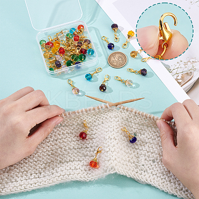 56Pcs 4 Color Glass Pendant Decorations HJEW-GA00044-1