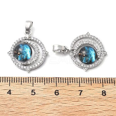 Brass Micro Pave Cubic Zirconia with Glass Pendants KK-Z103-03P-1
