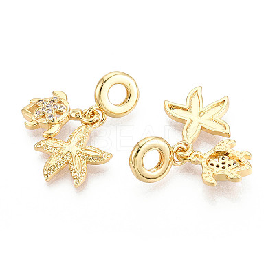 Brass Micro Pave Cubic Zirconia Pendants X-KK-N271-09G-1