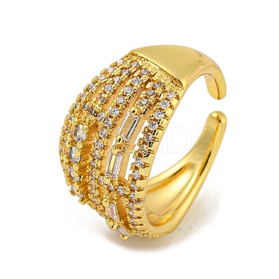 Brass Micro Pave Cubic Zirconia Cuff Rings for Women RJEW-E294-04G-01-1