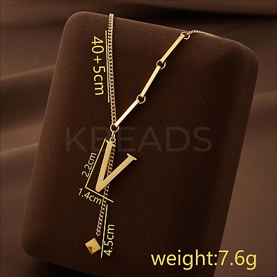 304 Stainless Steel Initial Pendant with Dice Tassel Necklaces FS-WGD823D-22-1